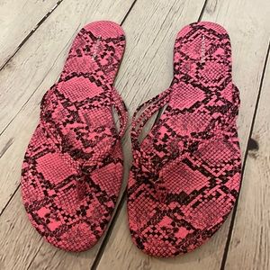 Hot pink snakeskin sandals